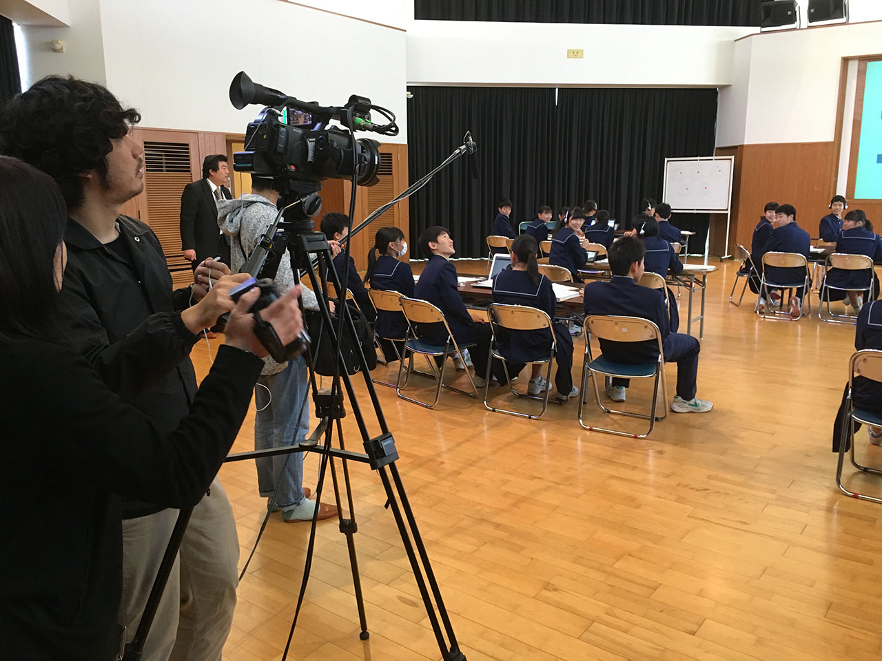 那珂川北中学校　英語の授業の取材