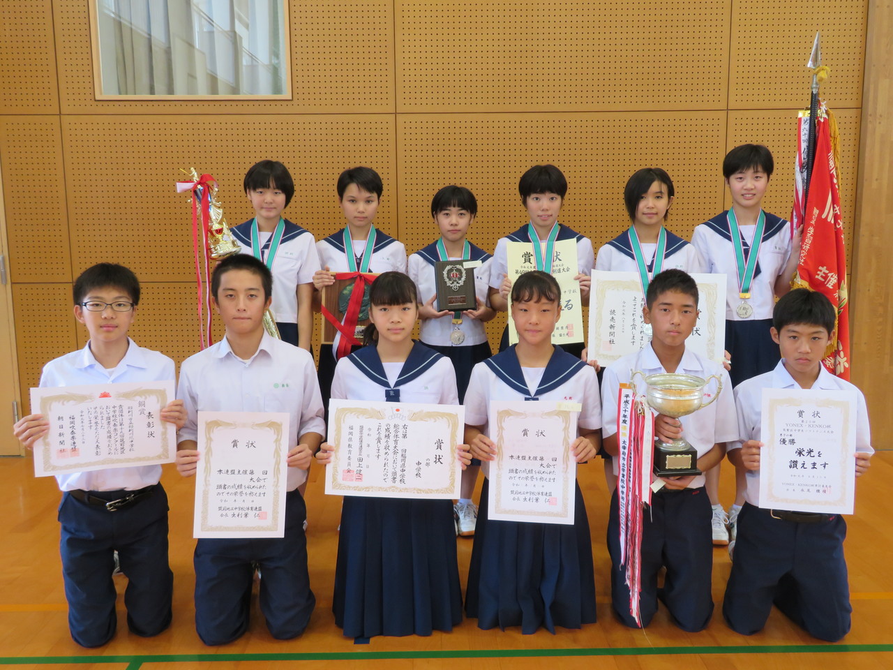 那珂川北中学校 活躍した部活の生徒たち