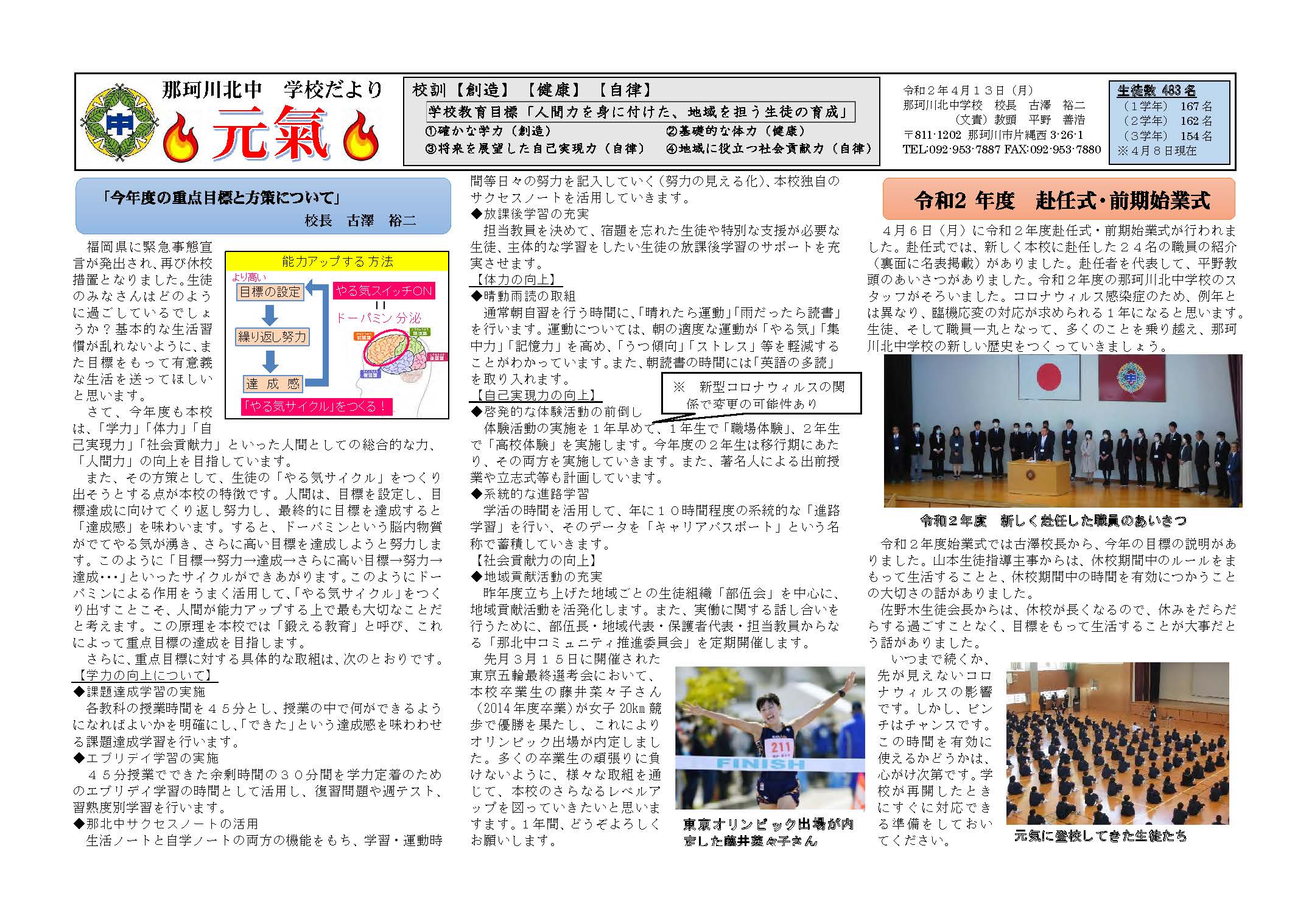 那珂川北中学校 学校だより